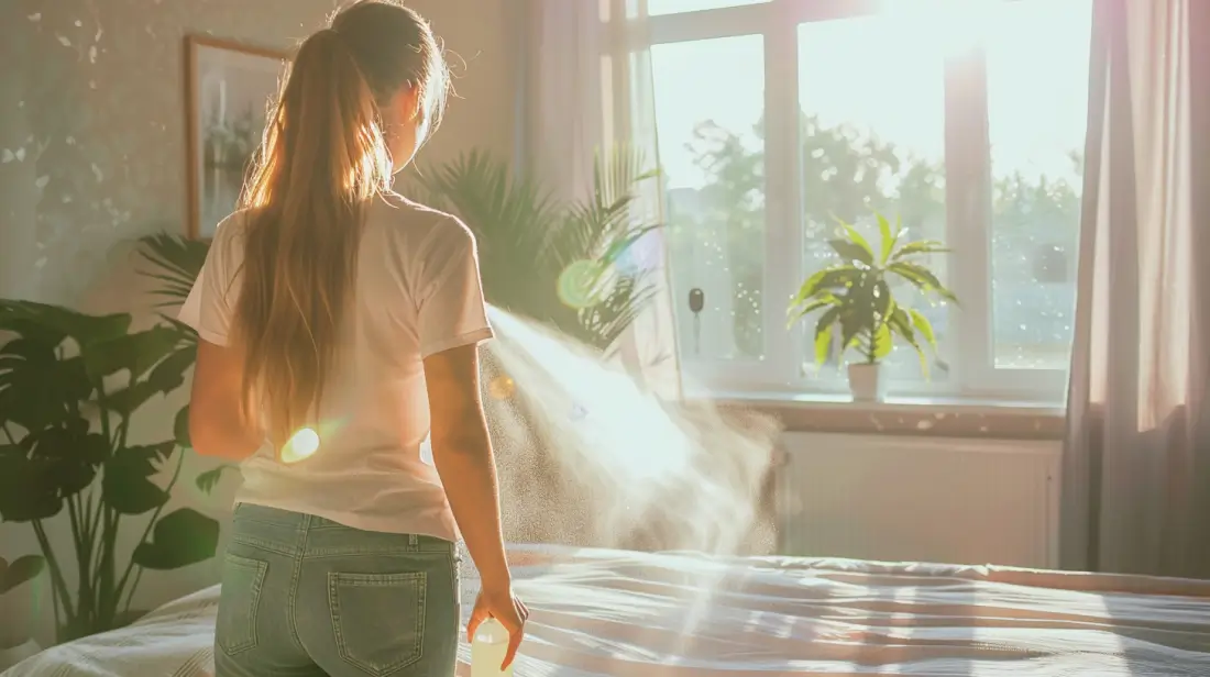 Milben im Bett entfernen mit Milbenspray