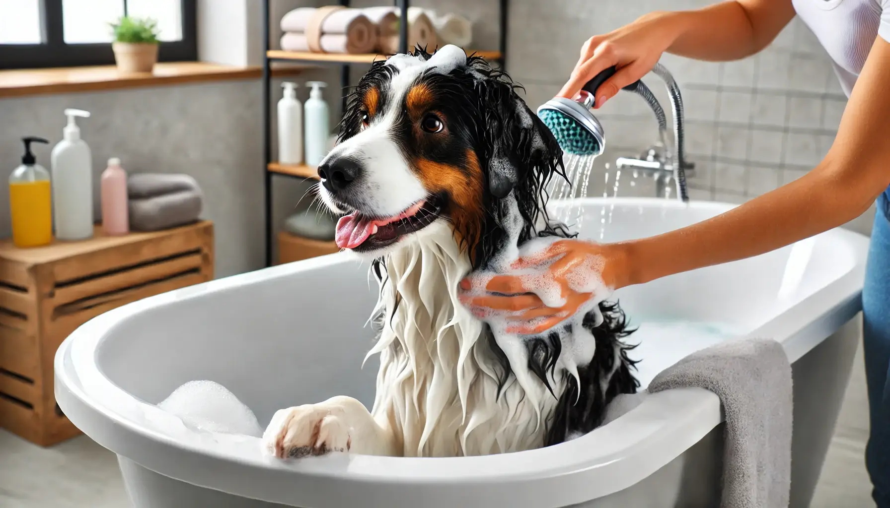 Flöhe Hunde Behandlung mit Hundeshampoo
