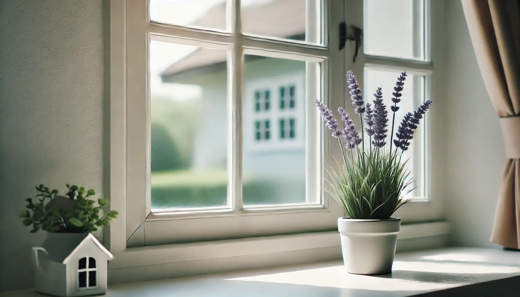 Lavendel gegen Marienkäfer im Fensterrahmen